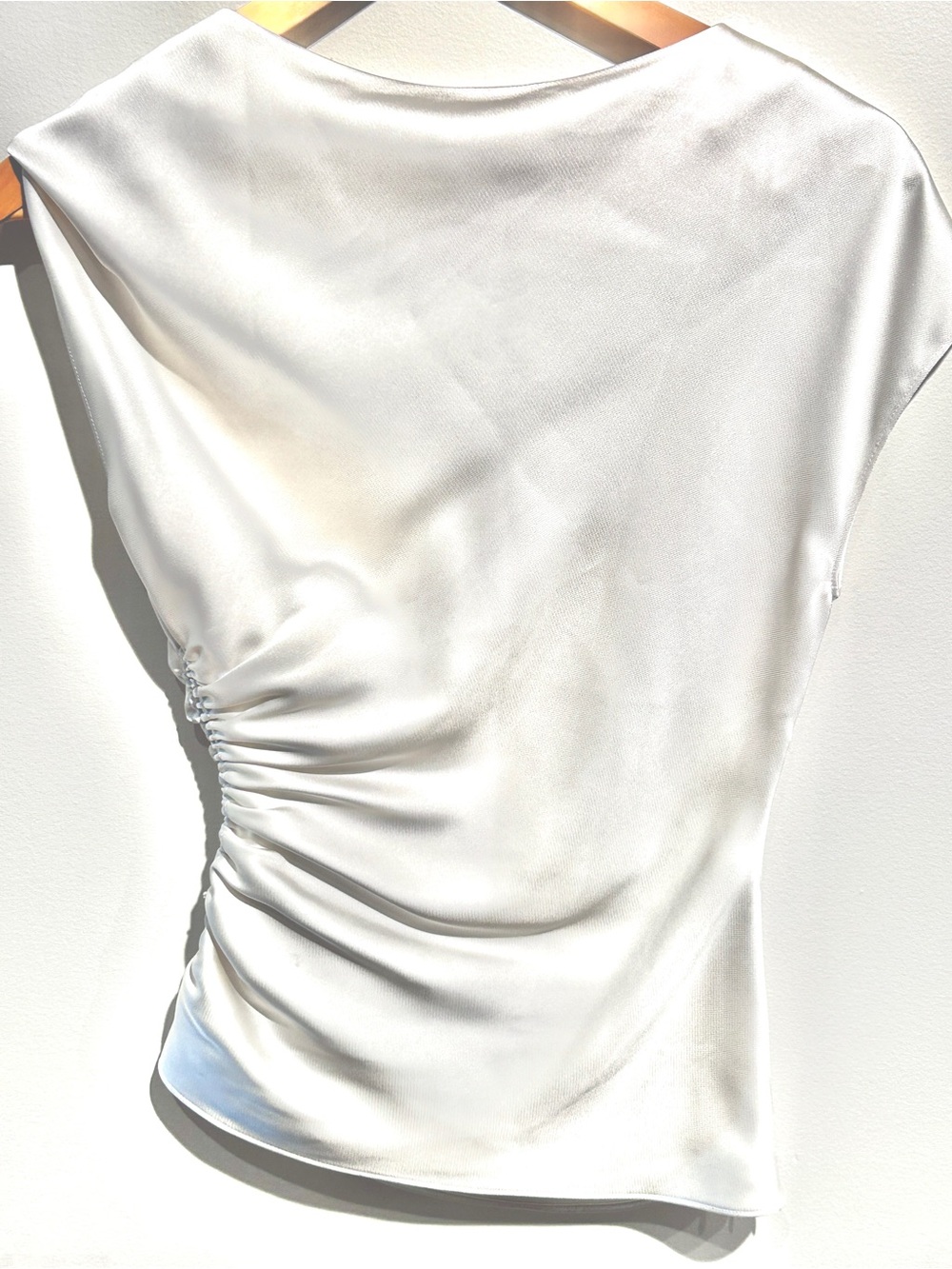 Banana Republic White Ruched Side Draped Top